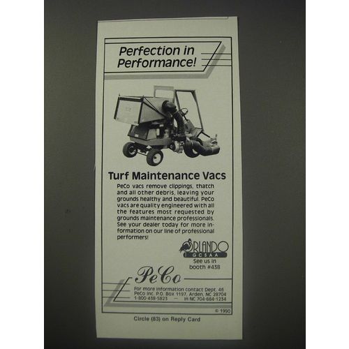 1990 PeCo Tuf Maintenance Vacs Ad - Perfection in Performance