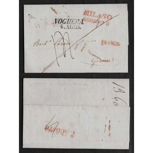 Italy Stampless 1843 Milano to Genoa
