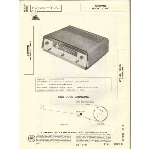 GROMMES model 120GAT AM FM radio receiver Sams Photofact manual