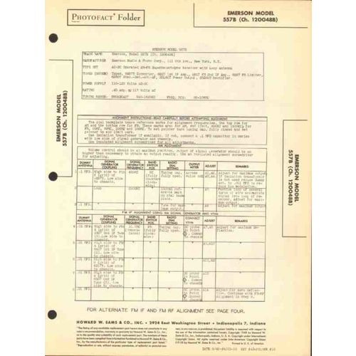 EMERSON model 557B 7 tube AM FM radio receiver Sams Photofact manual