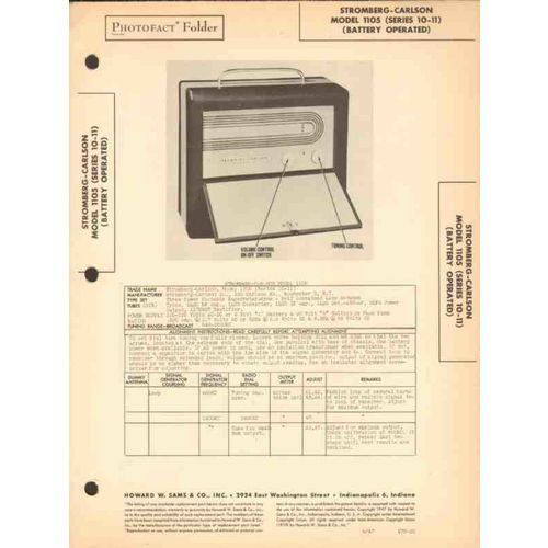 STROMBERG-CARLSON model 1105 AM radio receiver Sams Photofact manual