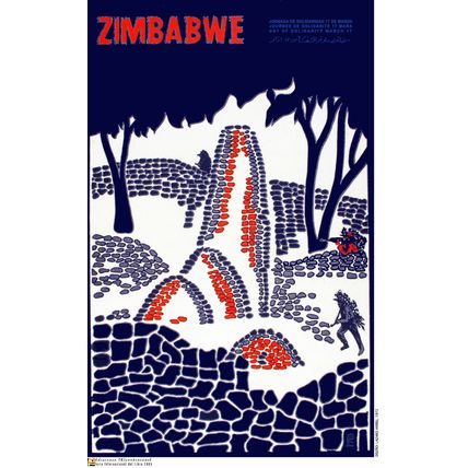 Political OSPAAAL POSTER.Anti Apartheid ZIMBABWE.Africa.Socialism History art.63