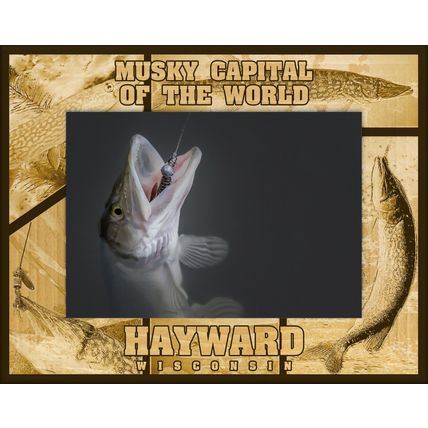 Musky Capital of the World Hayward Wisconsin Laser Engraved Wood Frame (8 x 10)