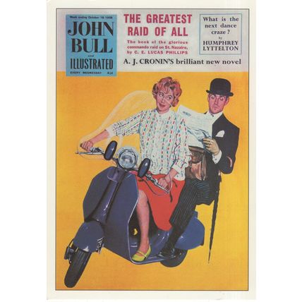Old Scooter Moped Bike John Bull Illustrated Book Postcard