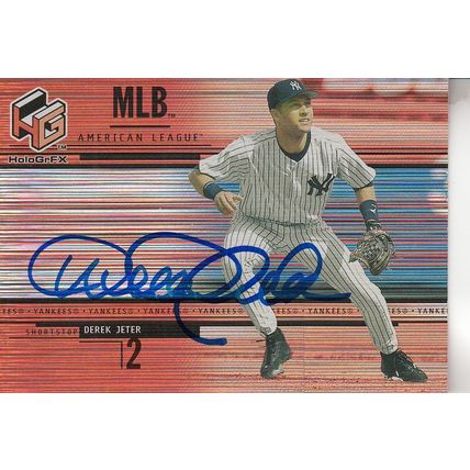 DEREK JETER 2000 AUTOGRAPHED NEW YORK YANKEES HOF WORLD CHAMPION SHORTSTOP CARD