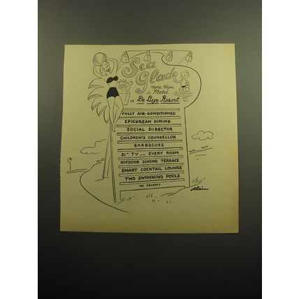 1960 Cartoon by Alain (Daniel Brustlein) - Sea Glade more than a motel