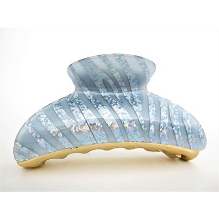 Art deco blue and multi color glitter sparkle hair claw clip for thick hair