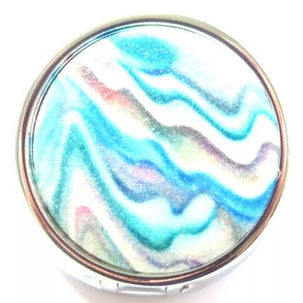 Glitter Pill Box Blue, White, Grey & Purple Swirls Round 2 CM Christmas Gift