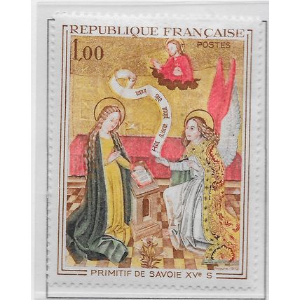 FRANCE 1970 MINT MOUNTED MH ART PAINTING MARY ANGEL GOD ANNUNCIATION? RELIGION