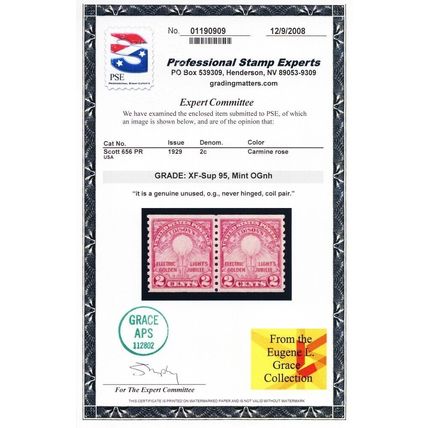 656, Mint NH 2¢ XF/Superb Coil Pair - PSE Graded 95 ** Stuart Katz