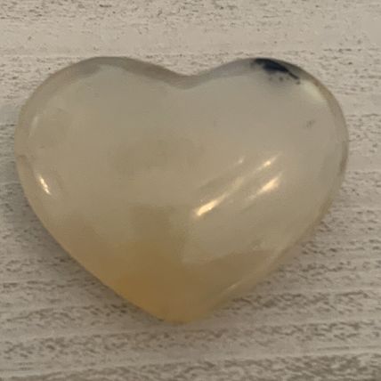 Plant Agate Crystal PUFFY Heart Polished Chakra Healing Worry Stone Reiki 1 1/2"