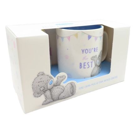 You're the Best Mug & Coaster Set Comes Boxed 8.5 CM Ceramic Teddy Detail Gift