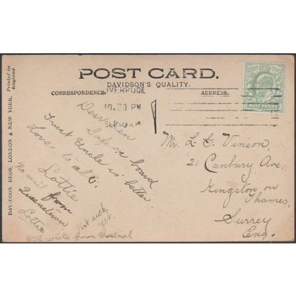 The Serpentine, Hyde Park, London, 1910 - Davidson Bros RP Postcard