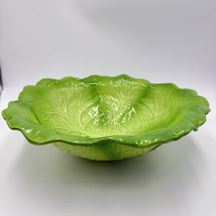 Metlox Manufacturing & Co USA Art Pottery Large Cabbage Ceramic Green Bowl 4”x15