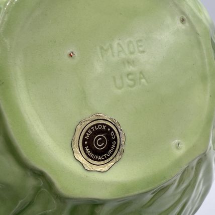 Metlox Manufacturing & Co USA Art Pottery Large Cabbage Ceramic Green Bowl 4”x15