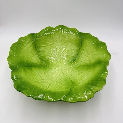 Metlox Manufacturing & Co USA Art Pottery Large Cabbage Ceramic Green Bowl 4”x15