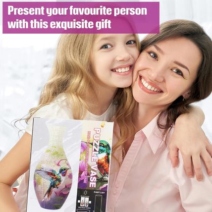 3D Puzzle Vase Puzzle Flower Vase Crafted from 160 Curved Plastic Puzzle Pieces