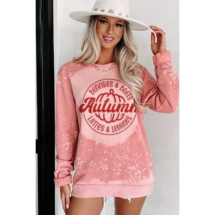 Pink Tie Dye Autumn Pumpkin Graphic Drop Shoulder Sweatshirt