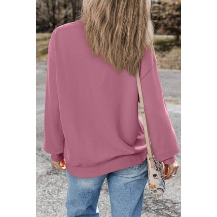 Valerian Plain Drop Shoulder Crewneck Pullover Sweatshirt