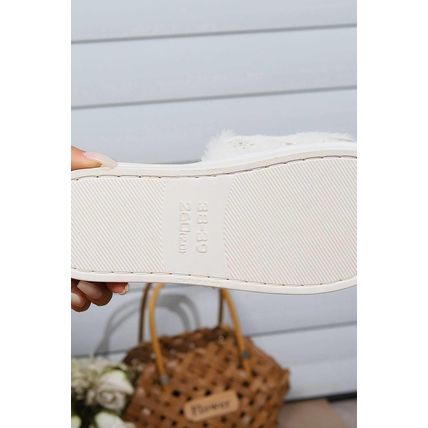 White Christmas Fashion Printed Open Toe Plush Slippers