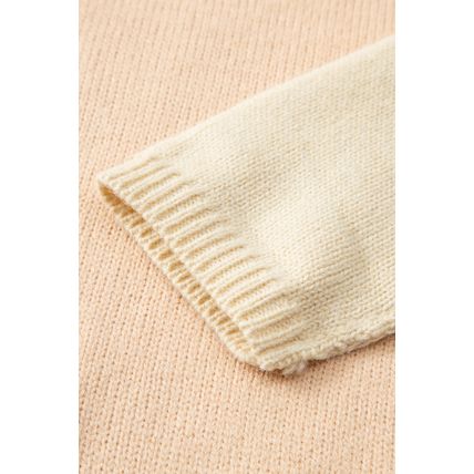 Pale Chestnut Color Block Turtle Neck Drop Shoulder Knit Sweater