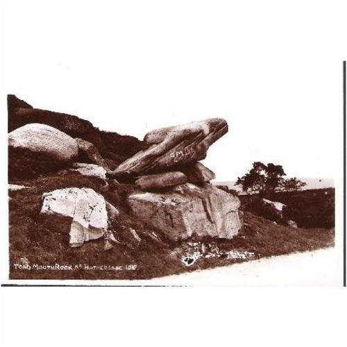 Hathersage, Derbyshire - Toad Mouth Rock - real photo postcard c.1930s