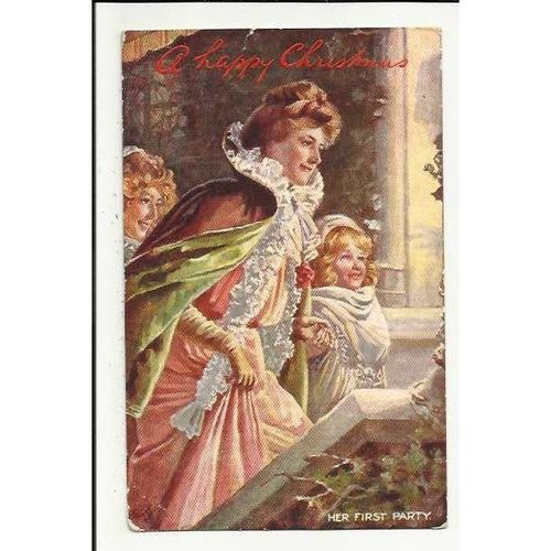 9444 HER FIRST PARTY Tuck Oilette Postcard