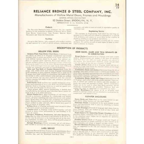 reliance bronze steel company 1938 hollow metal doors vintage catalog