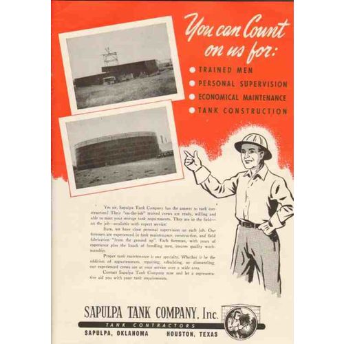 sapulpa tank company 1950 construction maintenance storage vintage ad