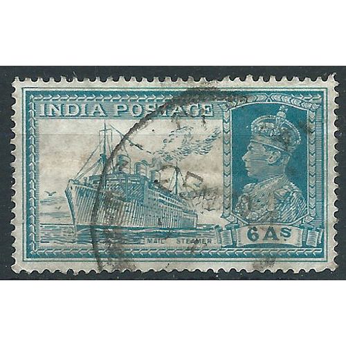 India 1937 SG256 6a Turquoise-Green Fine Used....