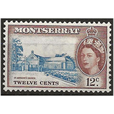 Montserrat 1955 SG144 12c Blue & Red-Brown Mounted Mint . ..