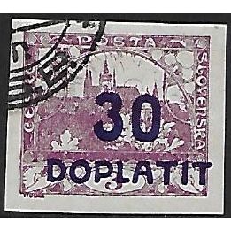 Po Mi 21: 30 h. on 3 h. purple-lilac Postage Due Stamp: Hradčany Castle.