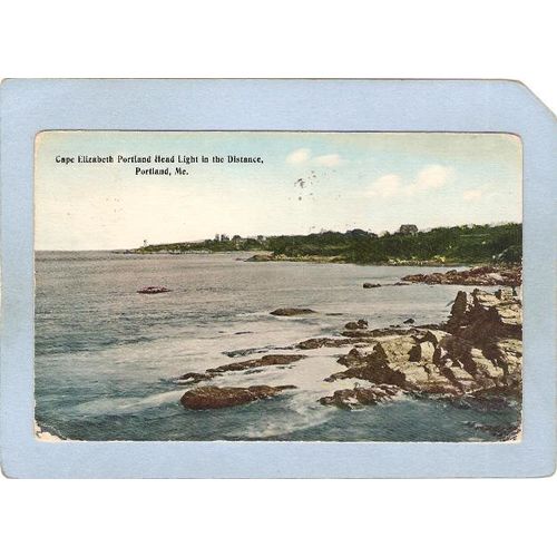 ME Portland Lighthouse Postcard Cape Elizabeth Portland Head Light in dist~152