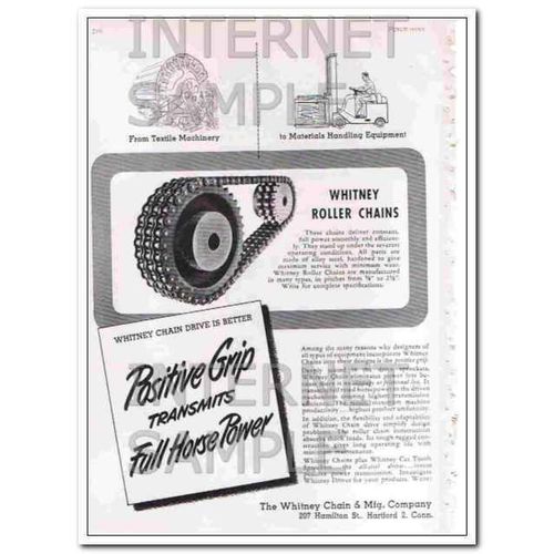 WHITNEY CHAIN MFG COMPANY 1948 Positive grip vintage ad