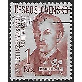 Mi 1026: 1 Kč carmine-brown 250th Anniv. of the Prague Engineering School.