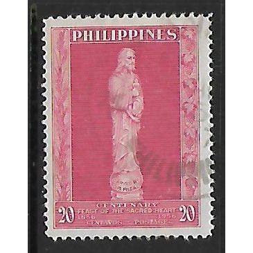 PHILIPPINES 1956 EUCHARISTIC CONGRESS 20c PINK SACRED HEART SG794 FINE USED#