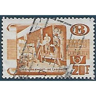 Belgium Pa Mi 37: 20 Fr. brown-orange Parcel Stamp: Loading a Parcel Wagon