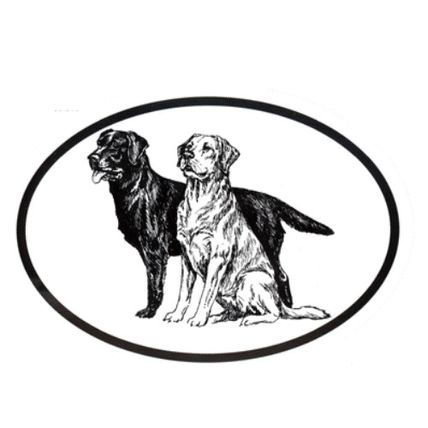 Dog Breed Oval Vinyl Car Decal Black & White Sticker - Labrador Retrievers