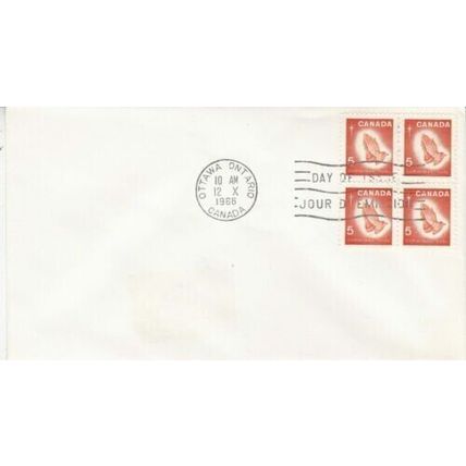 Canada 1966 Christmas 5c Block of 4 FDC Ottawa cancel unaddressed VGC