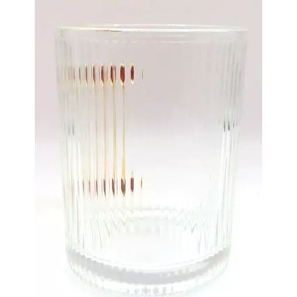Ridged Glass Mug with Peach Handle 10 CM Cold Drinks Only Gift Summer Beverages