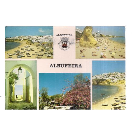 ALBUFEIRA, ALGARVE, PORTUGAL multiview used postcard 1988 postmark =