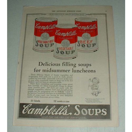 1922 Campbell's Vegetable-Beef, Vegetable, Beef Soup Ad
