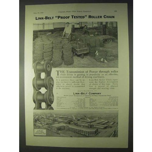 1922 Link-Belt Roller Chain Ad - Proof Tested