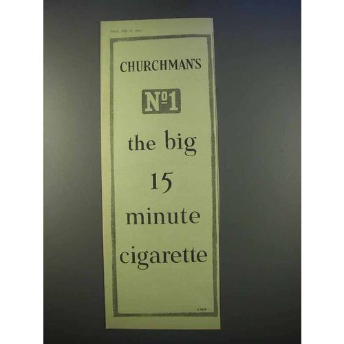 1955 Churchman's No. 1 Cigarettes Ad - 15 Minute