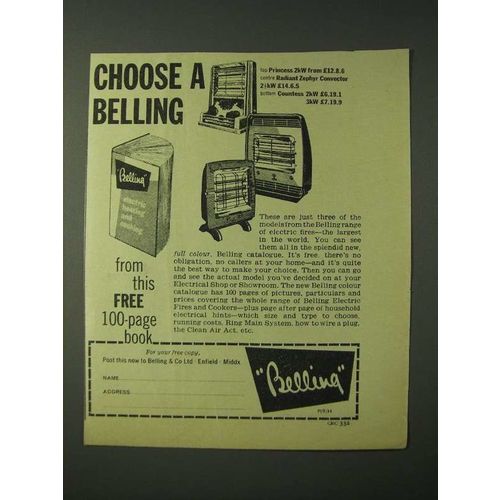1960 Belling Electric Fires Ad - Princess, Radiant Zephyr Convector and Countess