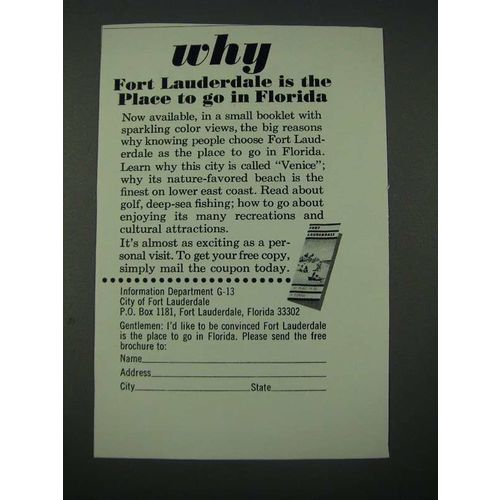 1965 Fort Lauderdale Florida Ad - The Place to Go in Florida