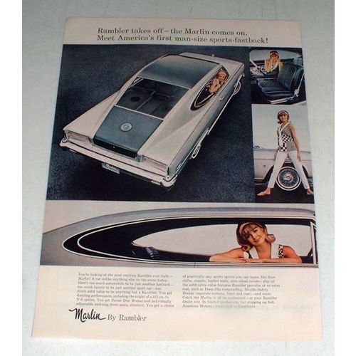 1965 Rambler Marlin Car Ad - Man-Size Sports-Fastback!