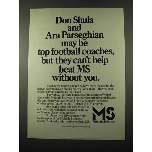 1975 National Multiple Sclerosis Society Ad - Don Shula