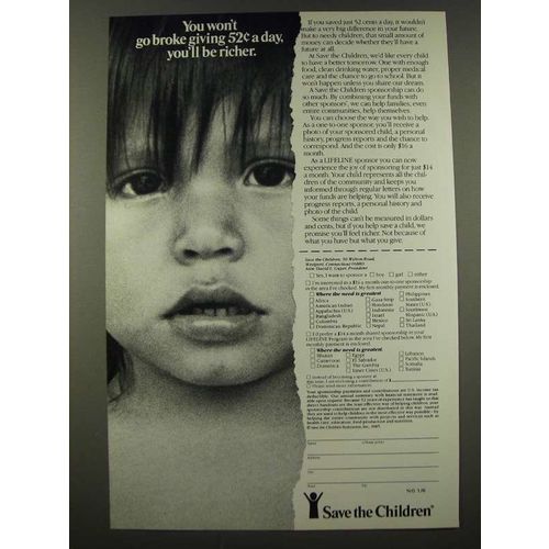 1986 Save the Children Ad - You'll Be Richer