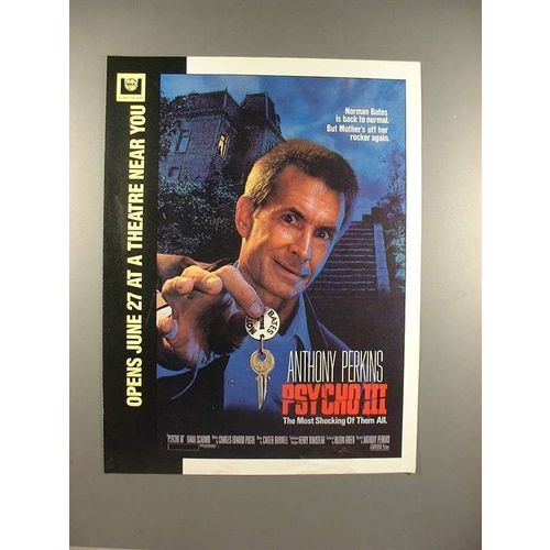 1986 Psycho III Movie Ad, w/ Anthony Perkins!